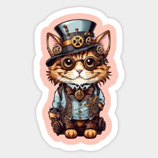 Steampunk, Cat venturer, Victorian Cat Sticker